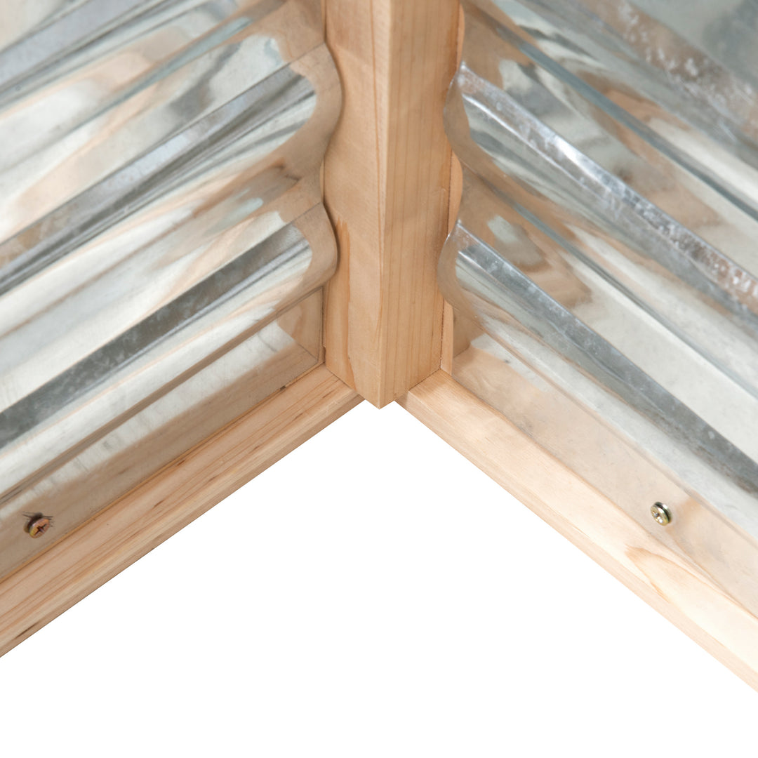 MCL Raised Garden Bed with Greenhouse Top, Garden Wooden Cold Frame Greenhouse Flower Planter Protection with 2 Independent Roofs, 122x 61 x 82cm, Natural