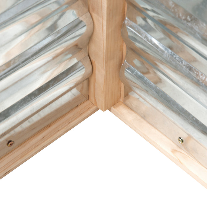 MCL Raised Garden Bed with Greenhouse Top, Garden Wooden Cold Frame Greenhouse Flower Planter Protection with 2 Independent Roofs, 122x 61 x 82cm, Natural