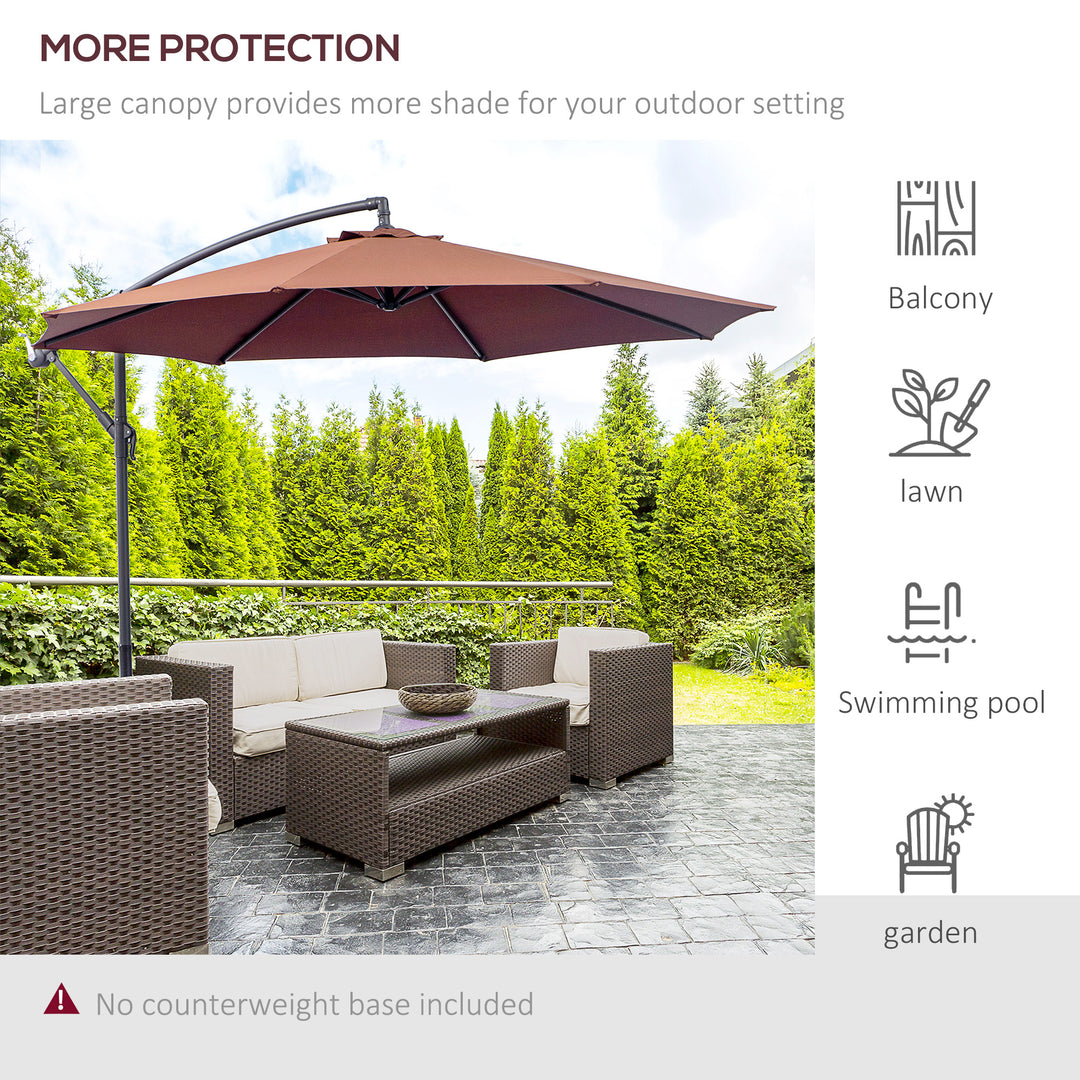 Φ3m Hanging Umbrella Parasol-Coffee