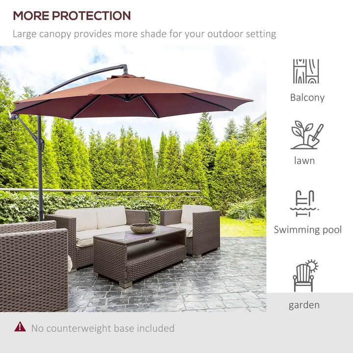 Φ3m Hanging Umbrella Parasol-Coffee
