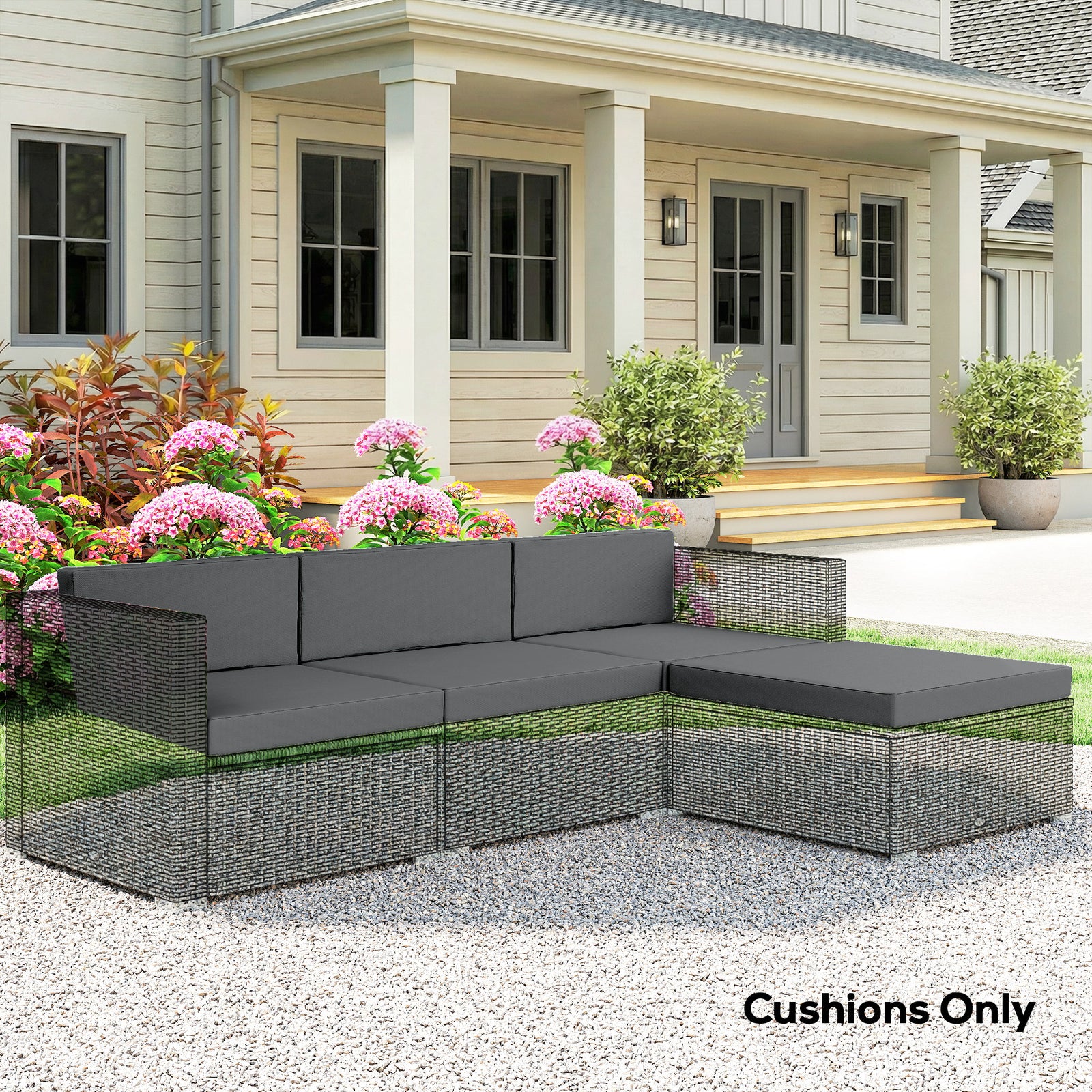 7-Piece Patio Furniture Cushions, Outdoor Loveseat Cushion with Remova