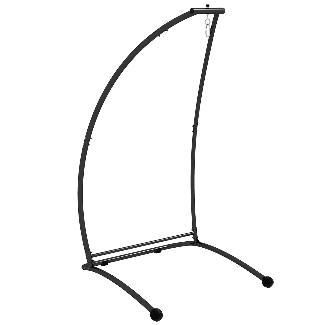 Hammock Chair Stand, C Shape Hanging Heavy Duty Metal Frame Hammock Stand for Hanging Hammock Air Porch Swing Chair, Indoor & Outdoor Use, Black
