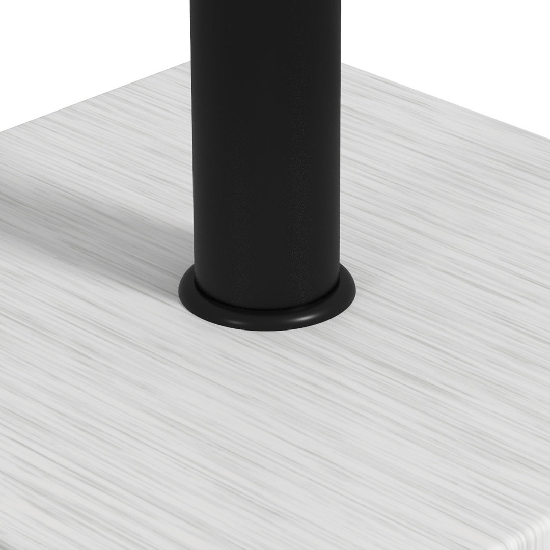 12kg Garden Parasol Base with Adjustable Foot Pad and Knob, Concrete Umbrella Stand with Wood Effect, Rectangular Parasol Holder for 38mm and 48mm Poles, White
