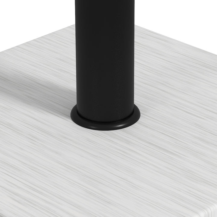 12kg Garden Parasol Base with Adjustable Foot Pad and Knob, Concrete Umbrella Stand with Wood Effect, Rectangular Parasol Holder for 38mm and 48mm Poles, White