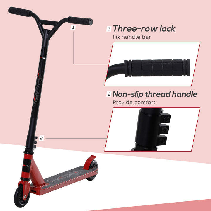 Street Stunt Scooter Intermediate and Beginner Freestyle Tricks Scooters For 14+ Teens Adult w/ Rear φ10cm Wheel & Brake - Red