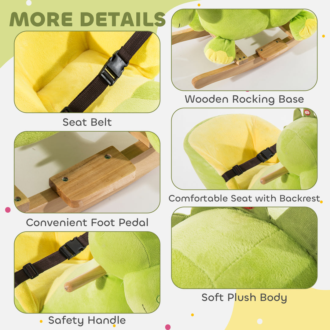 MCL Kids Rocking Horse, Plush Ride-On Dinosaur Seat, with Seat Safety Belt, 32 Songs, Ride-On Horse