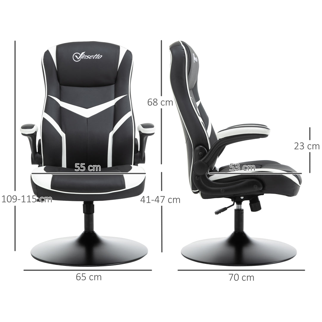 Vinsetto Gaming Chair Ergonomic Computer Chair Home Office Desk Swivel Chair w/ Adjustable Height Pedestal Base PVC Leather, Black & White