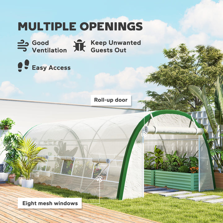 Walk-in Polytunnel Greenhouse Tunnel Warm House Tent with Zipped Doors, 8 Mesh Windows, PE Cover, 6 x 3 m