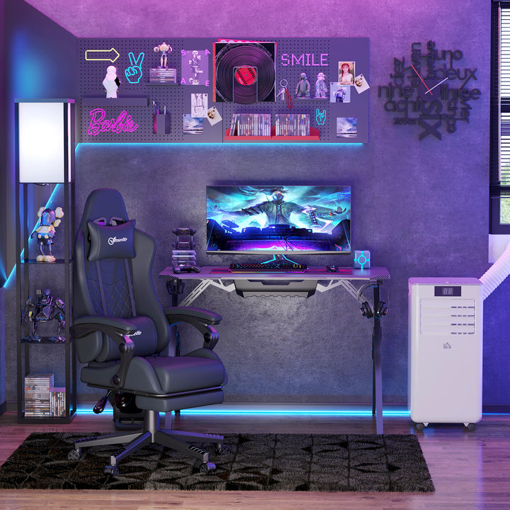 Computer Gaming Chair with Footrest, Video Gaming Chair for Adults with 130° Reclining Back, Desk Chair with Lumbar Support and Adjustable Height, Black