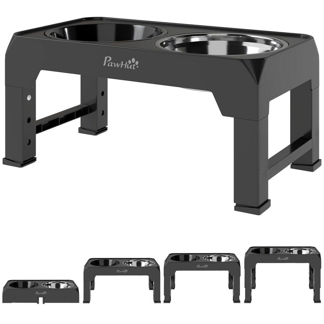 Raised Dog Bowl, Foldable Elevated Dog bowls with Slow Feeder, 4 Adjustable Heights, for Small Medium Large Breeds