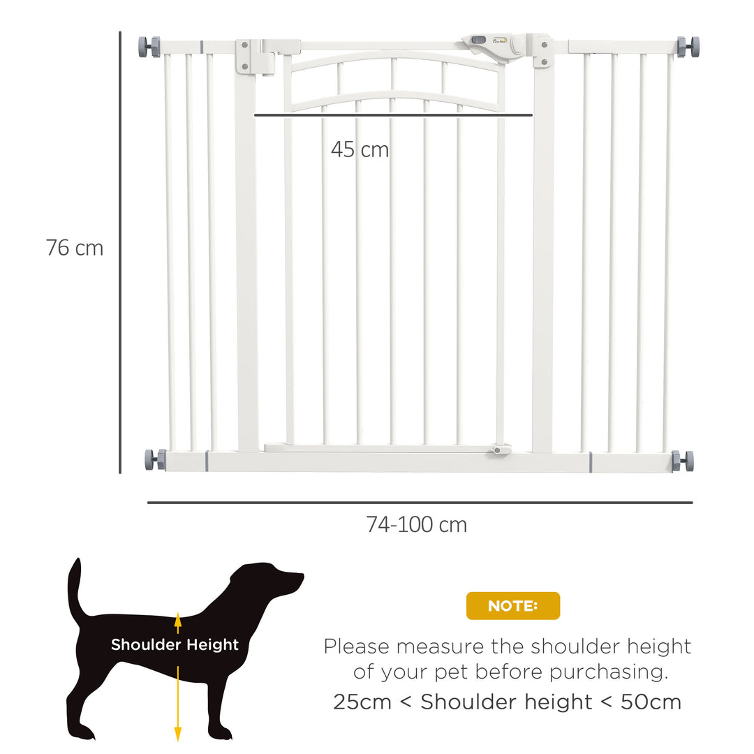 PawHut Pressure Mounted Safety Gate, Auto-Close Pet Door for Dogs, Easy Fit Adjustable Width 74-100cm, Grey | Aosom UK