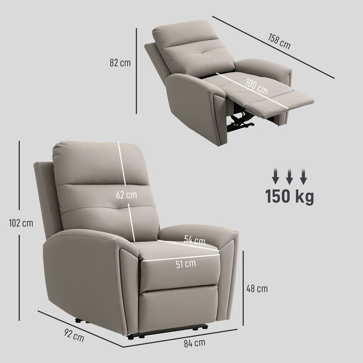 Recliner Armchair, Manual Reclining Chair with Adjustable Leg Rest and Reclining Functions, Modern Microfibre Overstuffed Lounge Seating for Living Room, Bedroom, Grey