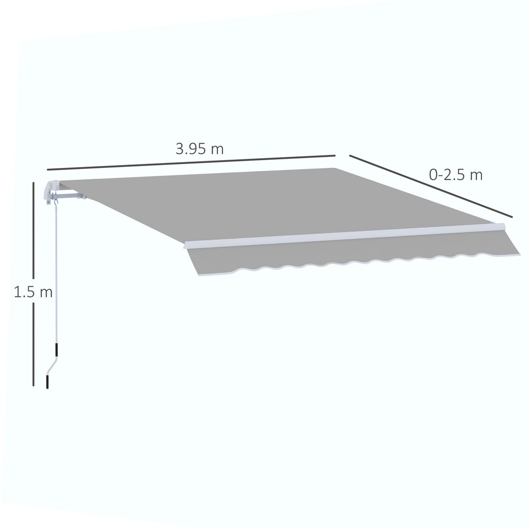 Garden Patio Manual Awning Canopy Sun Shade Shelter Retractable 4 Size 5 Colour