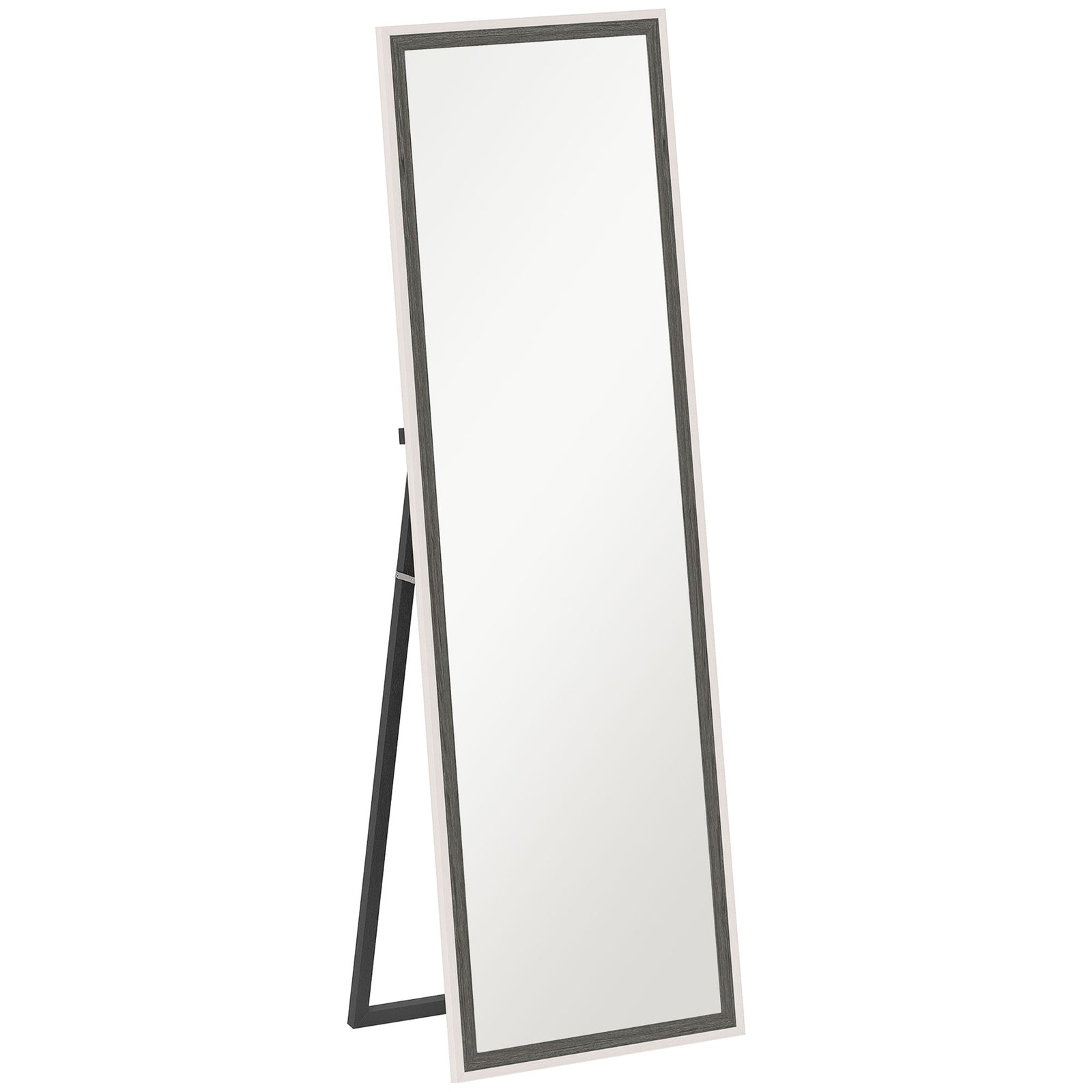 162.6 cm Two-Tone Full Length Mirror - White/Grey-Tone