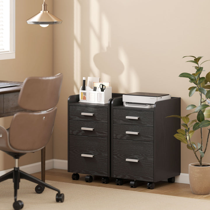 3 Drawer Filing Cabinet, Rolling File Cabinet with Edged Top for Lette
