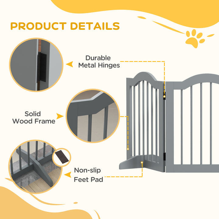 3 Panels Dog Gate w/ Support Feet Fence Safety Barrier Freestanding Wo