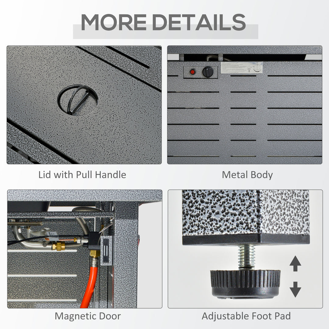 MCL Propane Gas Fire Pit Table, 50000BTU Smokeless Firepit Outdoor Patio Heater with Protective Cover, Lava Rocks and Lid, 107cm x 51cm x 63cm, Silver Grey