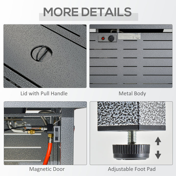 MCL Propane Gas Fire Pit Table, 50000BTU Smokeless Firepit Outdoor Patio Heater with Protective Cover, Lava Rocks and Lid, 107cm x 51cm x 63cm, Silver Grey