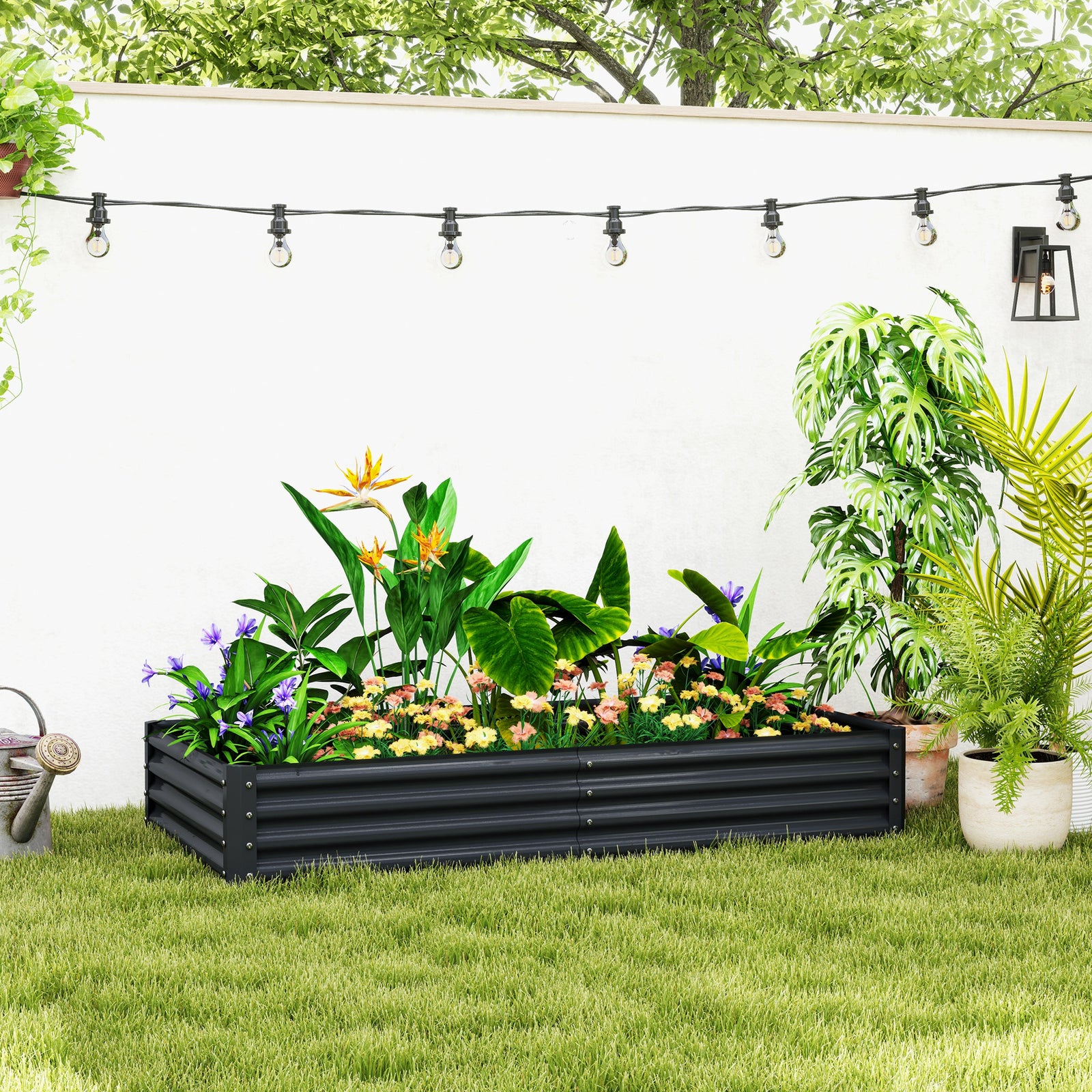 180 x 90cm Galvanised Steel Open Planter - 84H-211V00CG