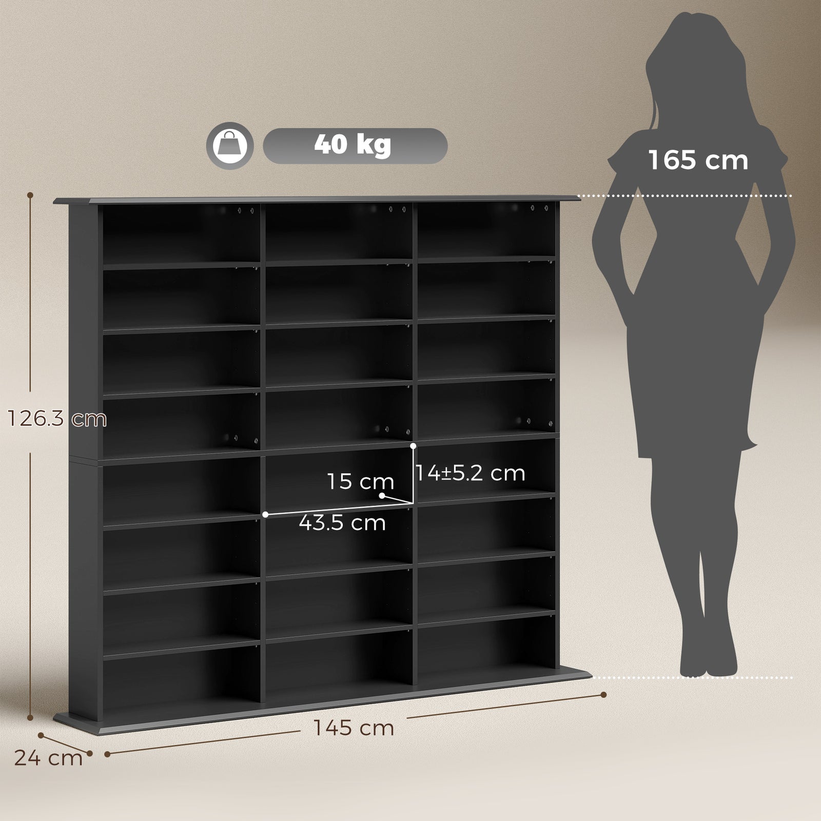 1032 CD/594 DVD Storage Unit, Blu-ray Media Storage Shelf with 24 Comp