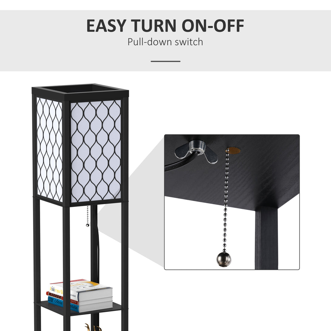 MCL Shelf Floor Lamp Standing Lamp W/4-tier Wooden Open Shelves,26L x 26W x 160Hcm-Black/White