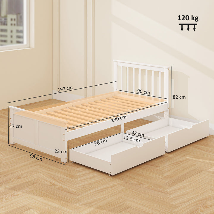 MCL Wooden Single Bed Frame, with Drawers - White