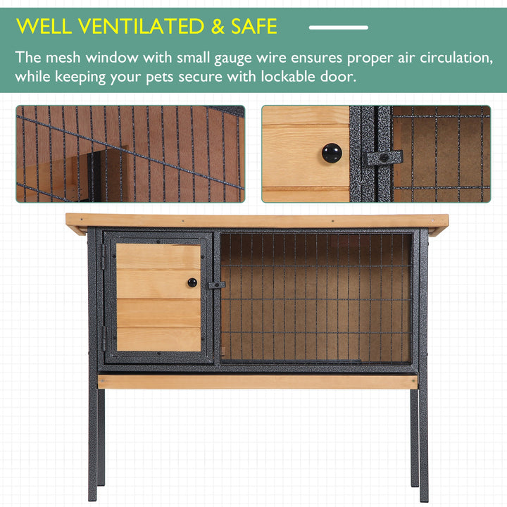 Wooden Guinea Pigs Hutches Elevated Pet House Bunny with Slide-Out Tray Outdoor Natural