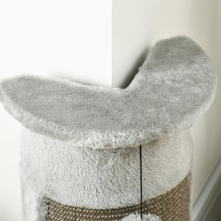 58cm Cat Scratching Post, with Covered Plush, Play Balls, for Corner Walls - Grey