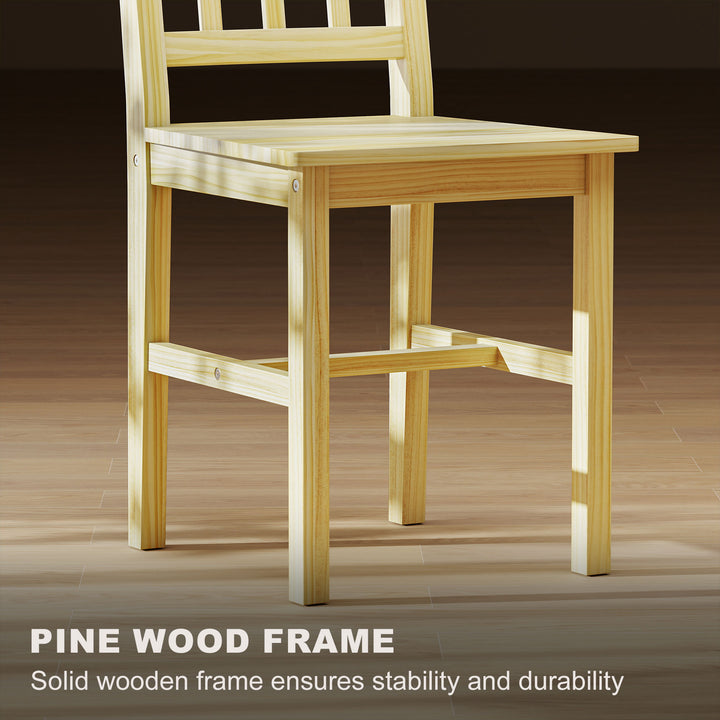 Dining Chairs Set of 2, Kitchen Chair with Slat Back, Pine Wood Struct