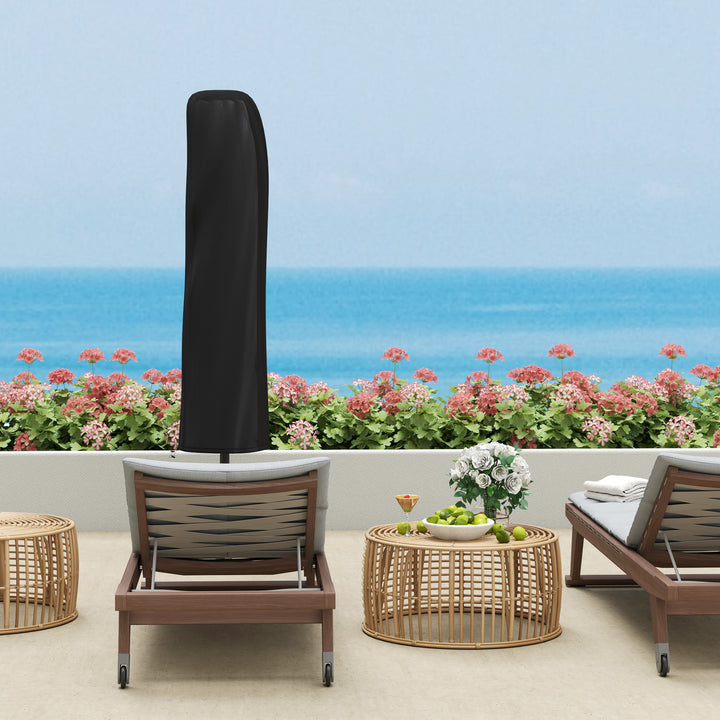 3(m) Garden Cantilever Parasol with Cover and Wind Protection Strap, Round Overhanging Umbrella with Crank Handle and Tilt, Banana Patio Umbrella for Outdoor Sun Shade, UPF50+, Khaki
