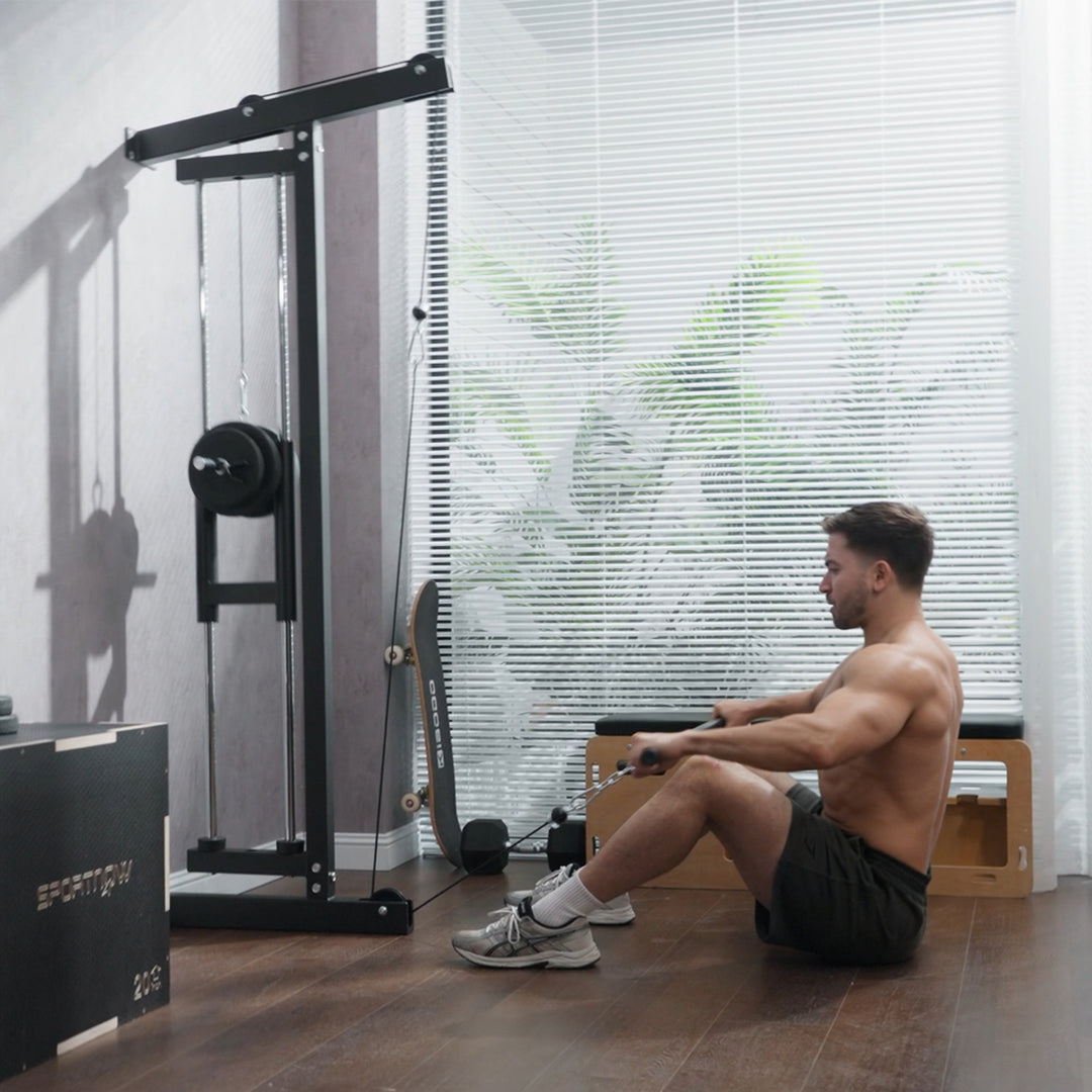 Wall Mounted Lat Pull Down Machine, Crossover Cable Machine with High & Low Pulleys for Home Gym Full Body Workout