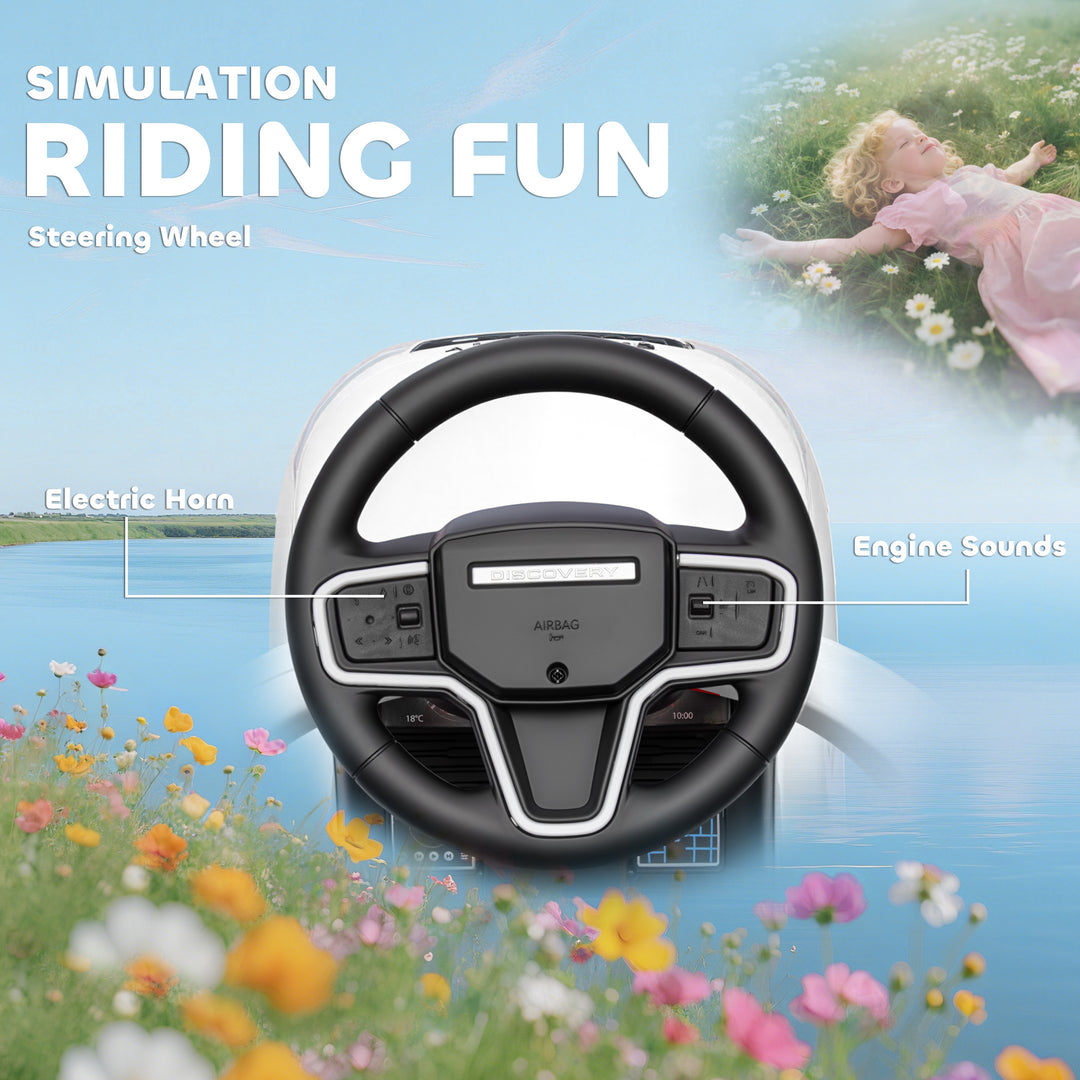 MCL LAND ROVER DISCOVERY Licensed Baby Push Car, 2-in-1 Ride on Car with Push Handle and Safety Guardrail, White