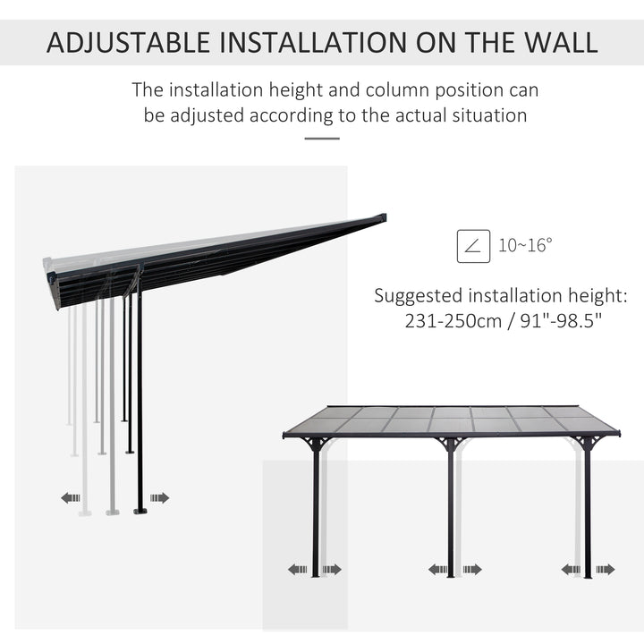 Outsunny 4.35 x 3m Outdoor Patio Gazebo Pergola, Retractable Pergola Canopy Aluminum Post & PC Roof,  Grey