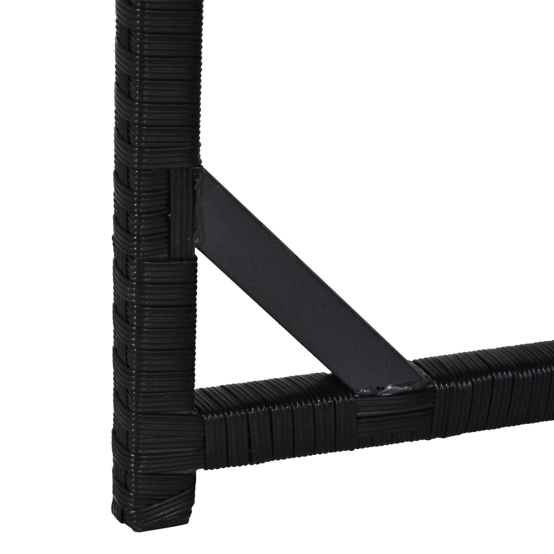 MCL 8 Seater Rattan Cube Garden Furniture Set, Rattan Dining Set with Cushions, Outdoor Dining Table and Chairs with 4 Armchairs, 4 Stools, Square Glass Top Table, Black