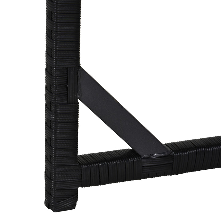 MCL 8 Seater Rattan Cube Garden Furniture Set, Rattan Dining Set with Cushions, Outdoor Dining Table and Chairs with 4 Armchairs, 4 Stools, Square Glass Top Table, Black