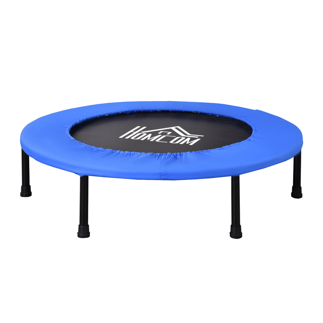 MCL 36" Mini Fitness Trampoline Home Gym Yoga Exercise Rebounder Indoor Outdoor Jumper with Safety Pad, Support Up to 100 KG, Blue and Black
