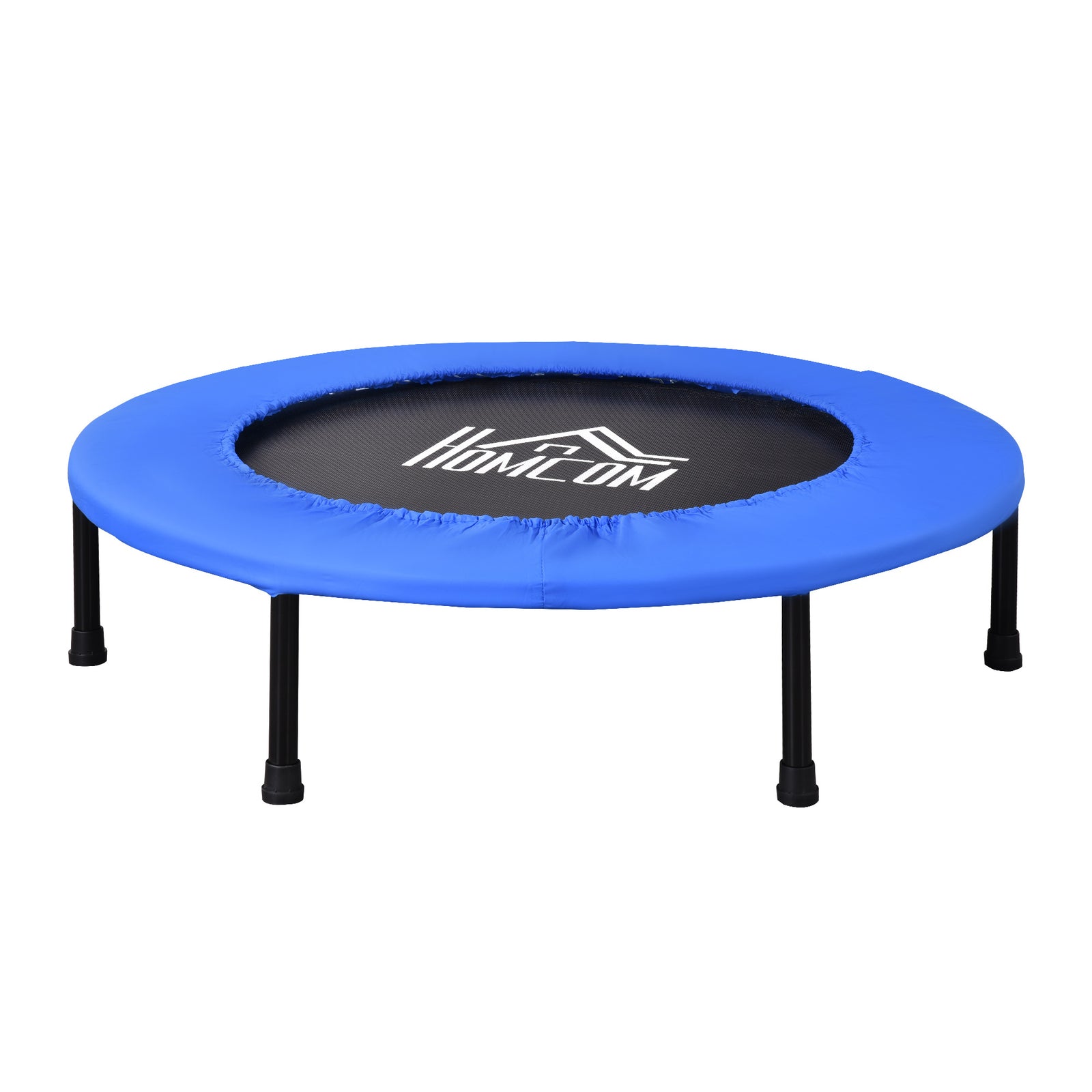 Φ91 Mini Fitness Trampoline Home Gym Yoga Exercise Rebounder Indoor Outdoor Jumper with Safety Pad, Support Up to 100 KG, Blue and Black