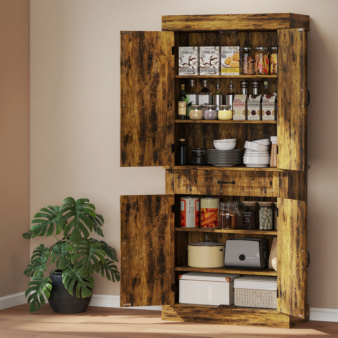 Tall Kitchen Cupboard, Kitchen Pantry Cabinet with Drawer, Shelves