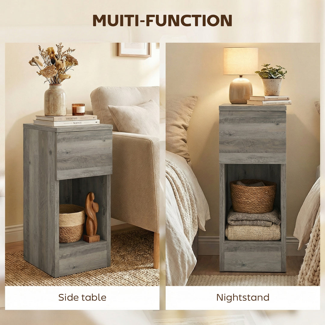 Set of Two Modern Storage Bedside Tables - Grey