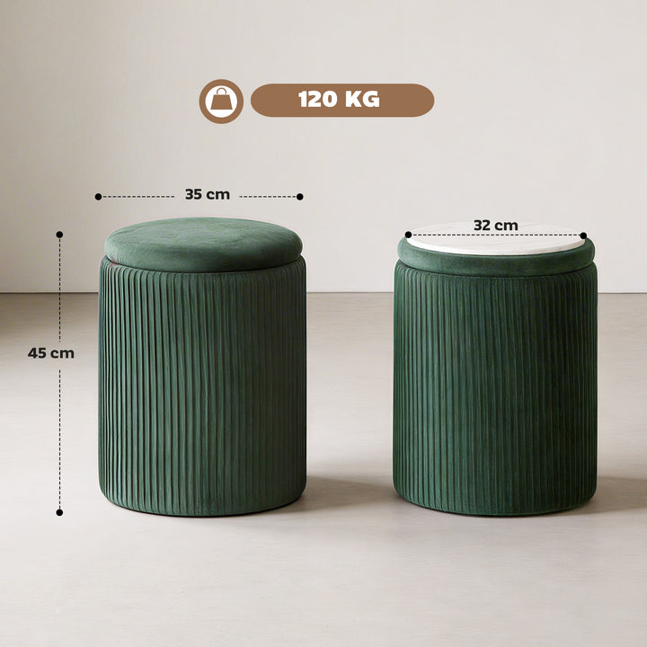 Storage Ottoman Modern Velvet Round Foot Stool for Living Room Bedroom