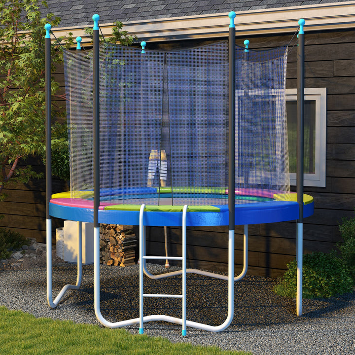 SPORTNOW 8FT Trampoline Spring Cover, Plastic Trampoline Pad Replacement with Elastic Cord, Waterproof, UV Resistant and Tear-Resistant, Multi-Colored