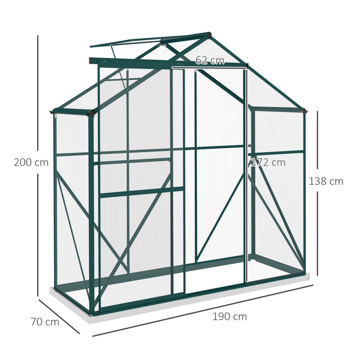 6 x 2.5ft Polycarbonate Greenhouse Walk-In Green House with Rain Gutter, Sliding Door, Window, Foundation, Green
