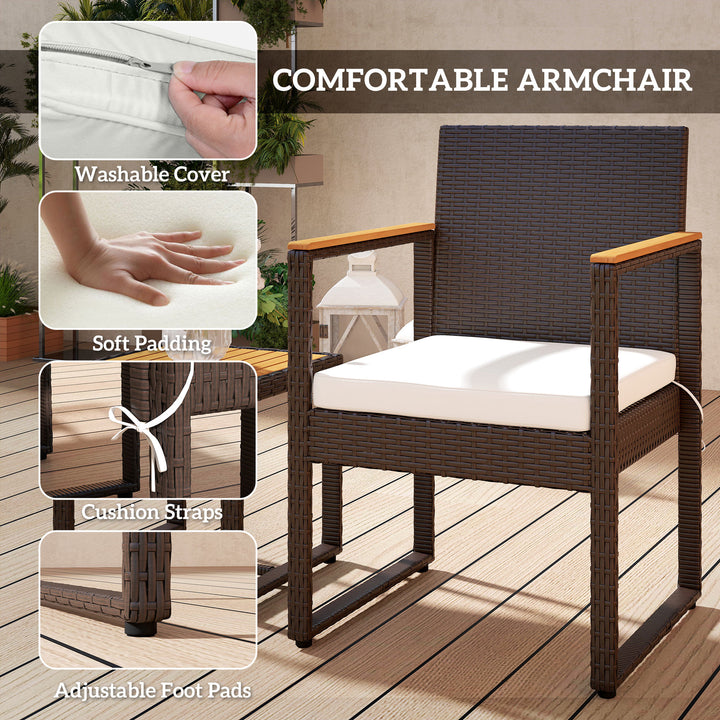 Three-Piece Rattan Chair Set - White