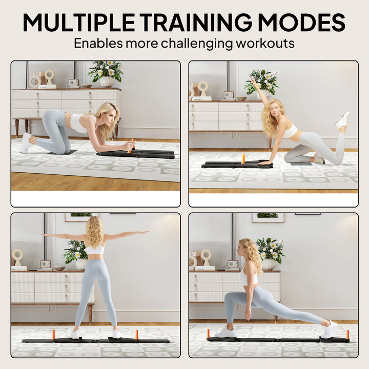 SPORTNOW Push Up Board Set of 2, Portable Press Up Board with Dual Glide Rails, Knee Pad, Pushup Stand Pilates Reformer Machine for Home Gym, Multifunctional Workout Equipment for Men & Women