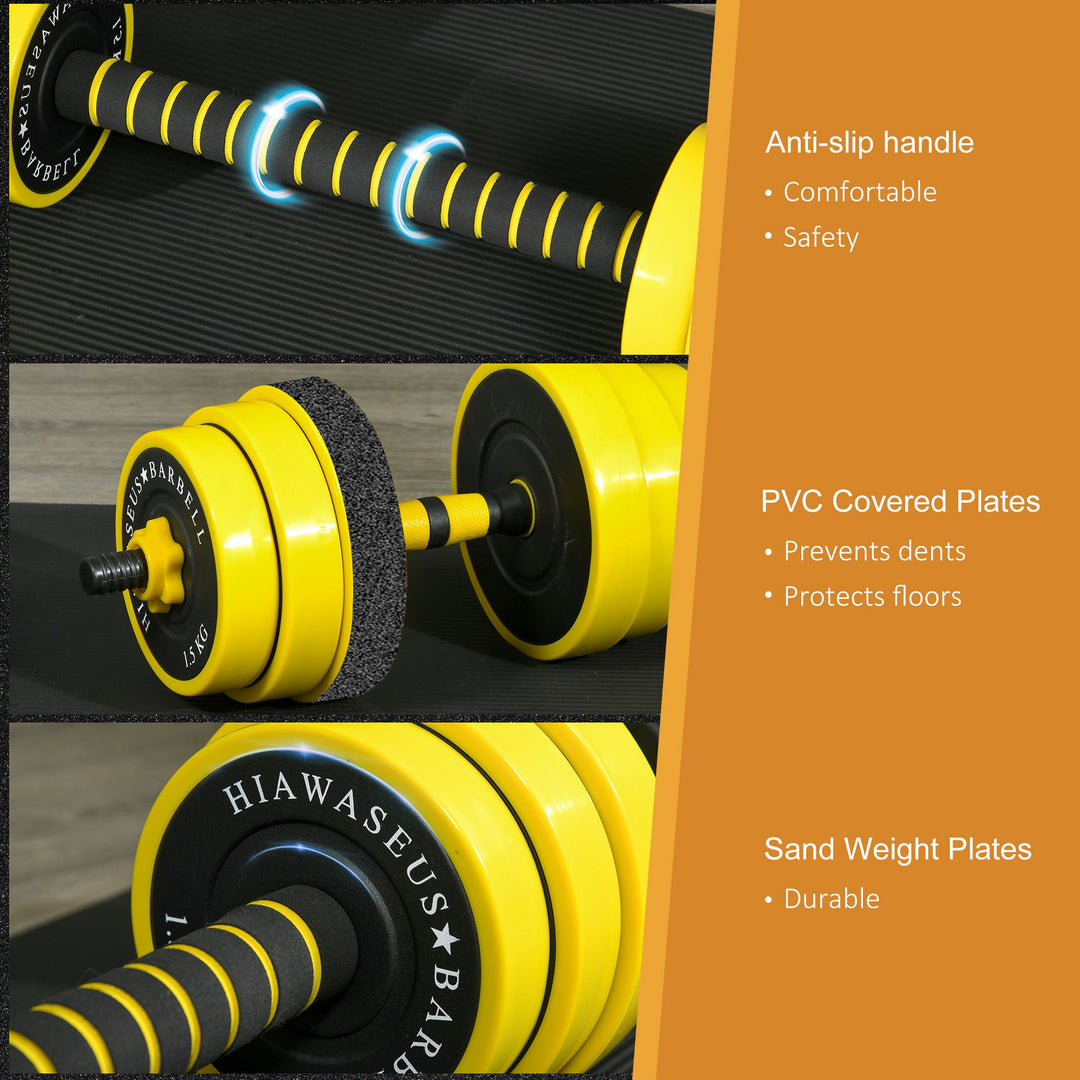 25KG Dumbbell & Barbell Adjustable Set Plate Bar Clamp Rod Home Gym Sports Area Exercise Ergonomic