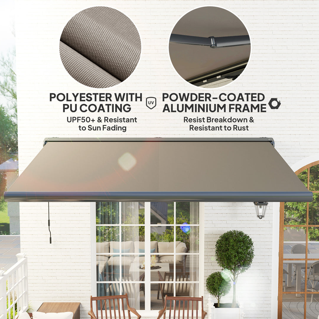 Outsunny 4 x 3(m) Full Cassette Electric Awning with Remote Controller, Aluminium Frame DIY Retractable Garden Awning, UPF50+ Sun Shade Canopy for Deck Door Window, Light Grey