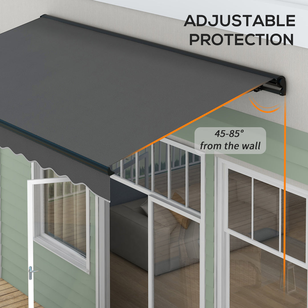 2.5 x 3.5m Aluminium Frame Electric Awning, with Remote - Dark Grey