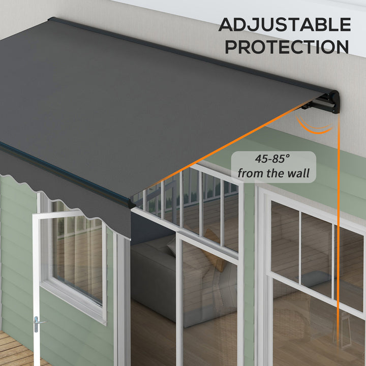 2.5 x 3.5m Aluminium Frame Electric Awning, with Remote - Dark Grey