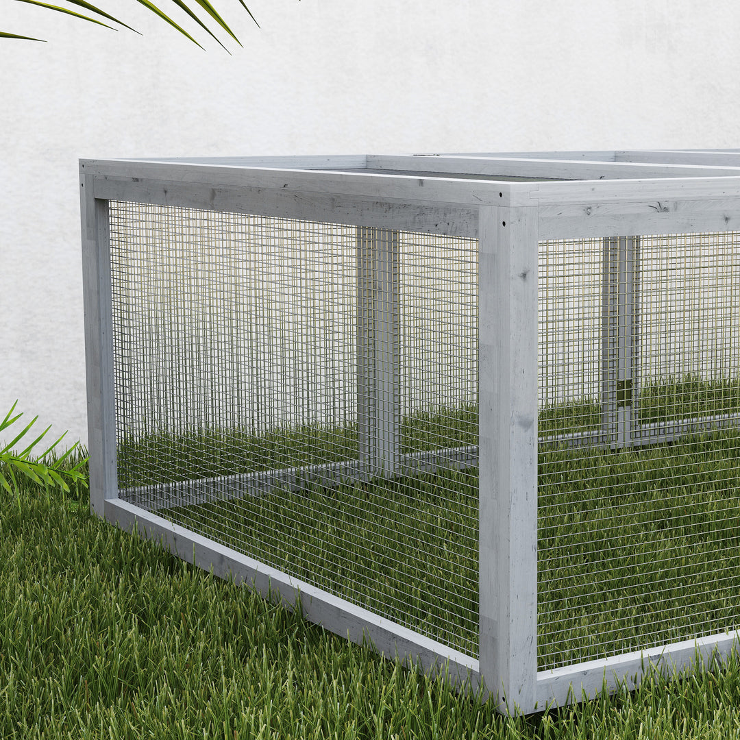 Wooden Rabbit Hutch Cage 6ft with Wire Mesh, Openable Roof, Play Space for Outdoor, Grey