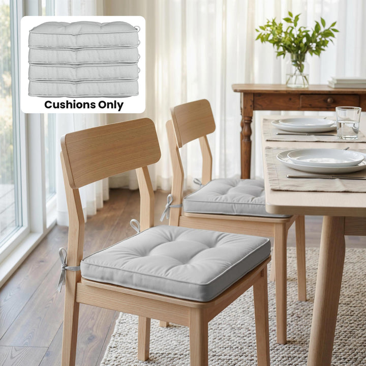 Set of 4 Garden Seat Cushion with Ties, 42 x 42cm Replacement Dining C